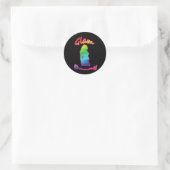 Rainbow Glam Bunny Logo Sticker Rond (Tas)