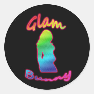 Rainbow Glam Bunny Logo Sticker Rond