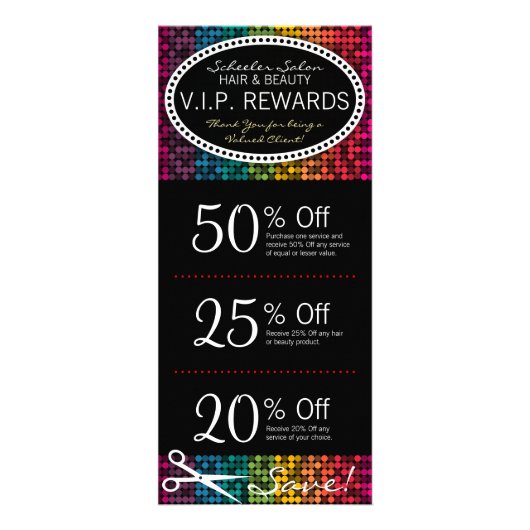 Rainbow Glam Custom Salon Coupon Rackkaarten Reclamekaart (Voorkant)