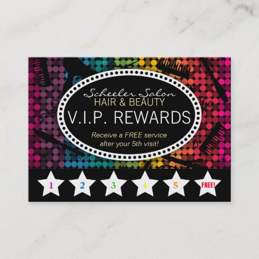 Rainbow Glam Custom Salon Loyalty Punch Card (Voorkant)