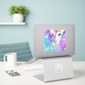Rainbow Glam White Unicorn Peek-A-Boo Zipper Sticker (Laptop op bureau)