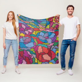Rainbow Glas in lood Flowers Abstract Fleece Deken