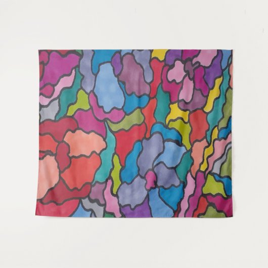 Rainbow Glas in lood Flowers Abstract Wandkleed (Voorkant (horizontaal))