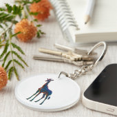 Rainbow Glass Giraffe Art Sleutelhanger (Voorkant Rechts)
