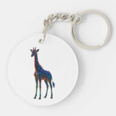Rainbow Glass Giraffe Art Sleutelhanger (Achterkant)