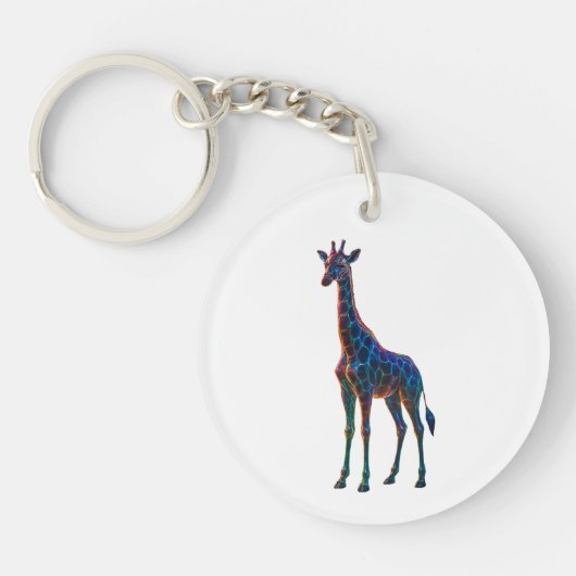 Rainbow Glass Giraffe Art Sleutelhanger (Voorkant)
