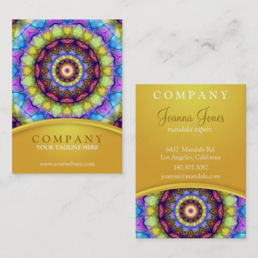 Rainbow Glass Mandala - chubby Visitekaartje (Voorkant / Achterkant)