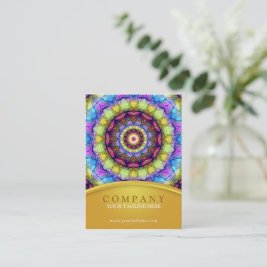 Rainbow Glass Mandala - chubby Visitekaartje (Staand voorkant)