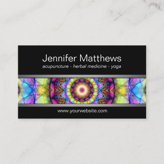 Rainbow Glass mandala Visitekaartje (Voorkant)