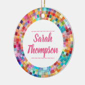 Rainbow Glass Mosaic Circle Frame Name Keramisch Ornament (Links)