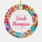 Rainbow Glass Mosaic Circle Frame Name Keramisch Ornament (Achterkant)