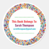 Rainbow Glass Mosaic Circle Frame Name Ronde Sticker (Voorkant)