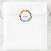 Rainbow Glass Mosaic Circle Frame Name Ronde Sticker (Tas)