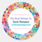 Rainbow Glass Mosaic Circle Frame Name Ronde Sticker (Voorkant)
