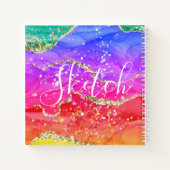 Rainbow Glitter Abstract Jouw naam Sketchbook Notitieboek (Achterkant)