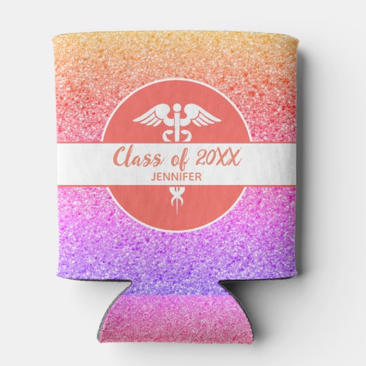 Rainbow Glitter-Afstuderen, verpleegster Blikjeskoeler (Achterkant)