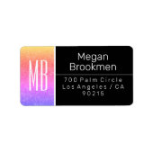 Rainbow Glitter/B&W/DIY Name Address Monogram Etiket (Voorkant)