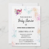 ** Rainbow Glitter Baby Fairy Shower Invitation Kaart (Achterkant)