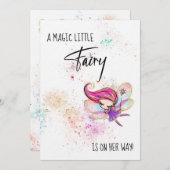 ** Rainbow Glitter Baby Fairy Shower Invitation Kaart (Voorkant / Achterkant)