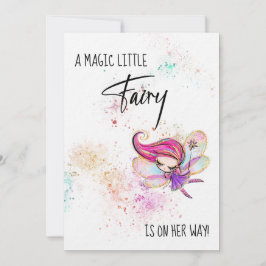 ** Rainbow Glitter Baby Fairy Shower Invitation Kaart