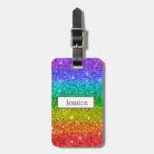Rainbow Glitter Bagagelabel (Voorkant verticaal)