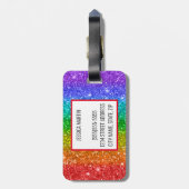 Rainbow Glitter Bagagelabel (Achterkant verticaal)