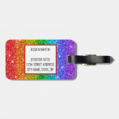 Rainbow Glitter Bagagelabel (Achterkant horizontaal)
