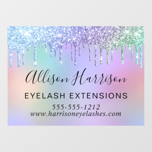 Rainbow Glitter Beauty Business Raamsticker (Vel)