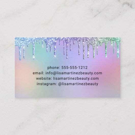 Rainbow Glitter Beauty Visitekaartje (Achterkant)
