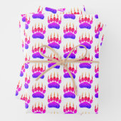 Rainbow Glitter Beer Paw Print Tekening Inpakpapier Vel (In situ)