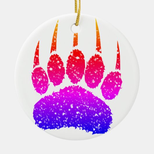 Rainbow Glitter Beer Paw Print Tekening Keramisch Ornament (Voorkant)