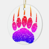 Rainbow Glitter Beer Paw Print Tekening Keramisch Ornament (Links)
