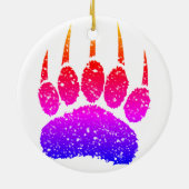 Rainbow Glitter Beer Paw Print Tekening Keramisch Ornament (Achterkant)