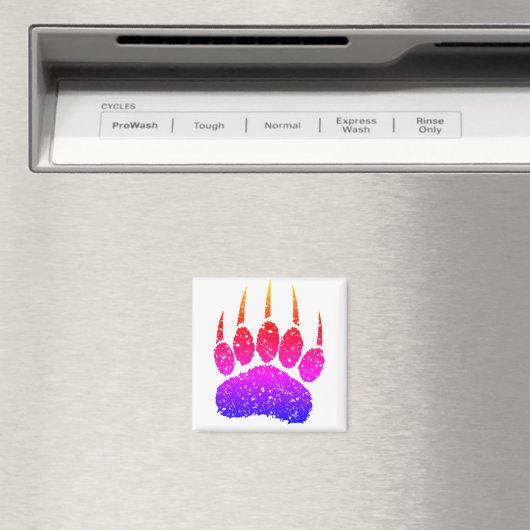 Rainbow Glitter Beer Paw Print Tekening Magneet (Insitu (Vaatwasser))