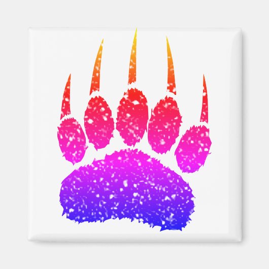 Rainbow Glitter Beer Paw Print Tekening Magneet (Voorkant)