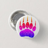 Rainbow Glitter Beer Paw Print Tekening Ronde Button 3,2 Cm (Voorkant /achterkant)