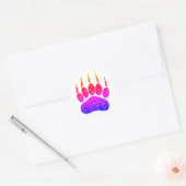 Rainbow Glitter Beer Paw Print Tekening Ronde Sticker (Envelop)