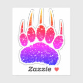 Rainbow Glitter Beer Paw Print Tekening Sticker (Vel)