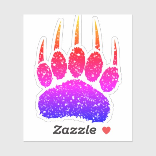 Rainbow Glitter Beer Paw Print Tekening Sticker (Vel)