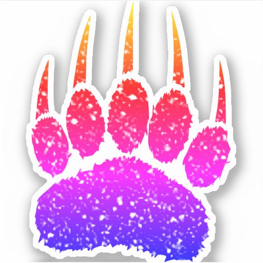 Rainbow Glitter Beer Paw Print Tekening Sticker (Voorkant)