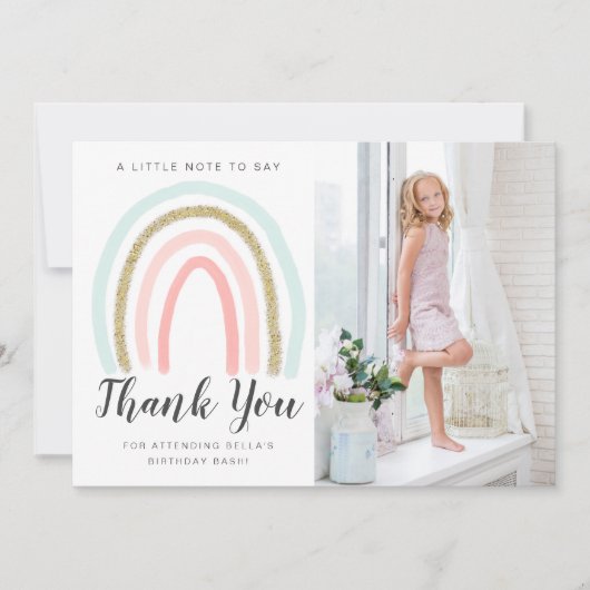 Rainbow Glitter Birthday Hartelijk dank Bedankkaart (Voorkant)