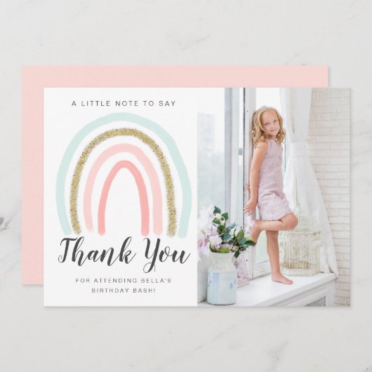 Rainbow Glitter Birthday Hartelijk dank Bedankkaart (Voorkant / Achterkant)