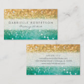 Rainbow Glitter Blauwgroen en Gold Visitekaartje (Voorkant / Achterkant)