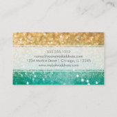 Rainbow Glitter Blauwgroen en Gold Visitekaartje (Achterkant)