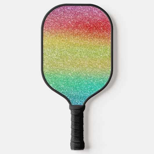 Rainbow Glitter Blauwgroen naam Pickleball Paddle (Voorkant)