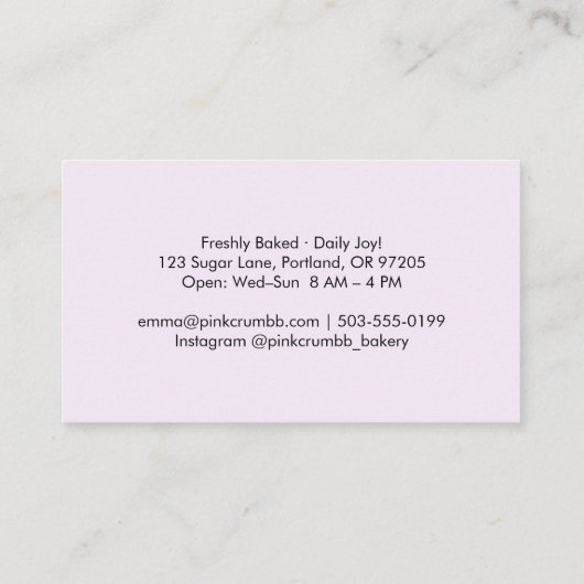 Rainbow Glitter Bread Logo Bakery Visitekaartje (Achterkant)