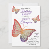 Rainbow Glitter Butterfly Birthday Kaart (Voorkant)
