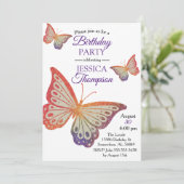 Rainbow Glitter Butterfly Birthday Kaart (Staand voorkant)