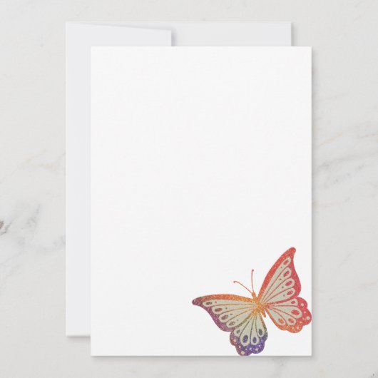 Rainbow Glitter Butterfly Birthday Kaart (Achterkant)