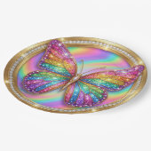 Rainbow Glitter Butterfly Party Paper Plates Papieren Bordje (Gekanteld)